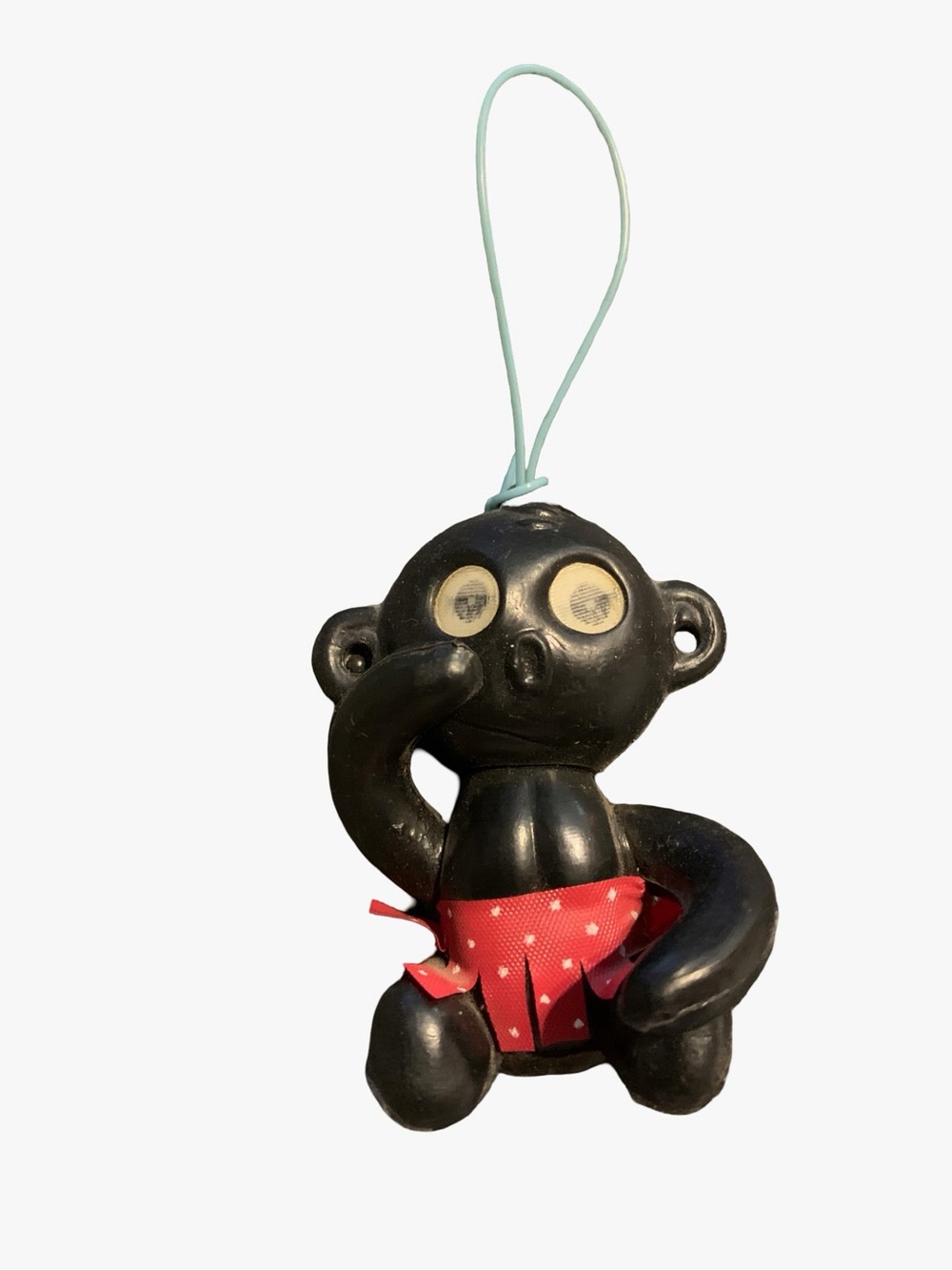 WINKY BLINKY Black Dakko Chan‎ 2.5” Plastic Doll Lenticular Eyes Vintage 1950-60